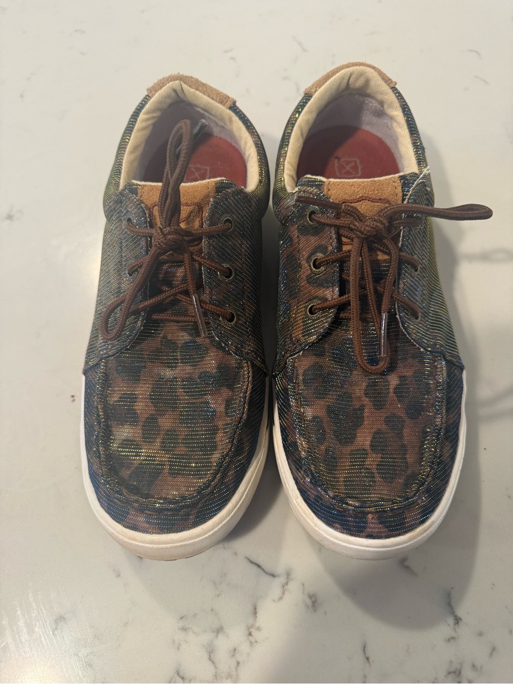 Twisted X Leopard-Print Lace-Up Sneakers - Brown & Black
